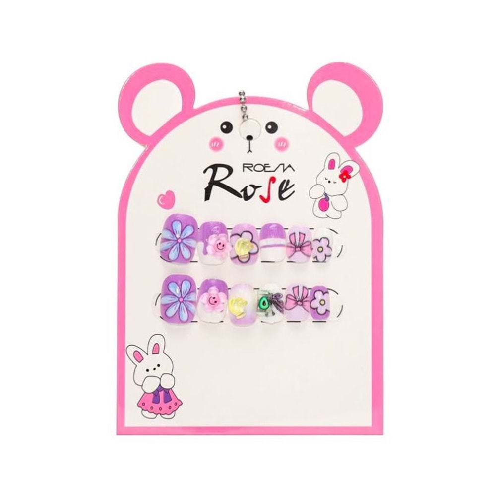 ROSE PANDA ÇOCUK TAKMA TIRNAK 12*