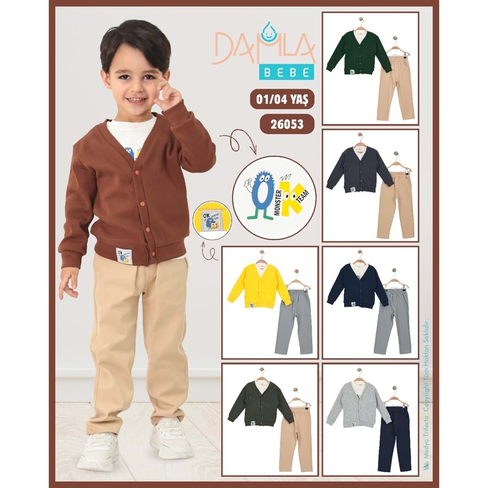 Damla Bebe 1-4 Yaş Monsret Baskı Erkek Takım 26053