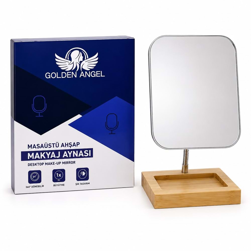 Golden Angel Bambu Standlı Makyaj Aynası AYN-214
