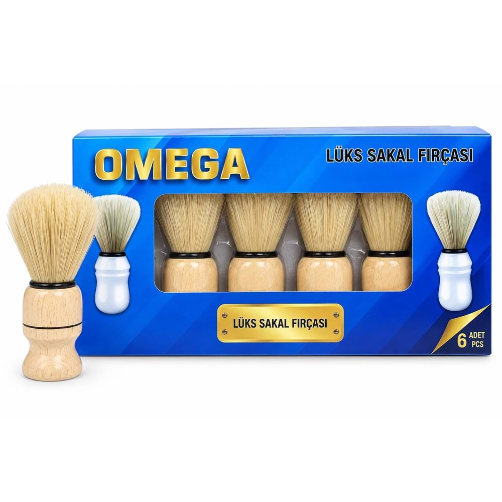 Omega Lüx Sakal Fırçası Ahşap 6*