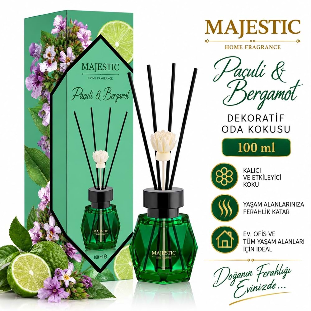 Majestic Kristal Dekoratif Oda Kokusu Paçuli& Bergamot 100ml