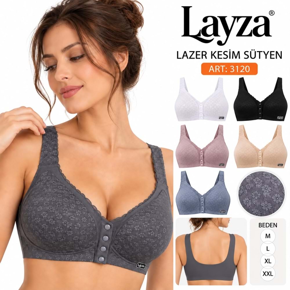 Layza Lazer Kesim Danteli Düğmeli Sütyen 3120 6*