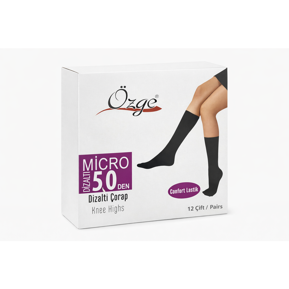 Özge Mikro 50 Dizaltı Çorap Vizon 12*