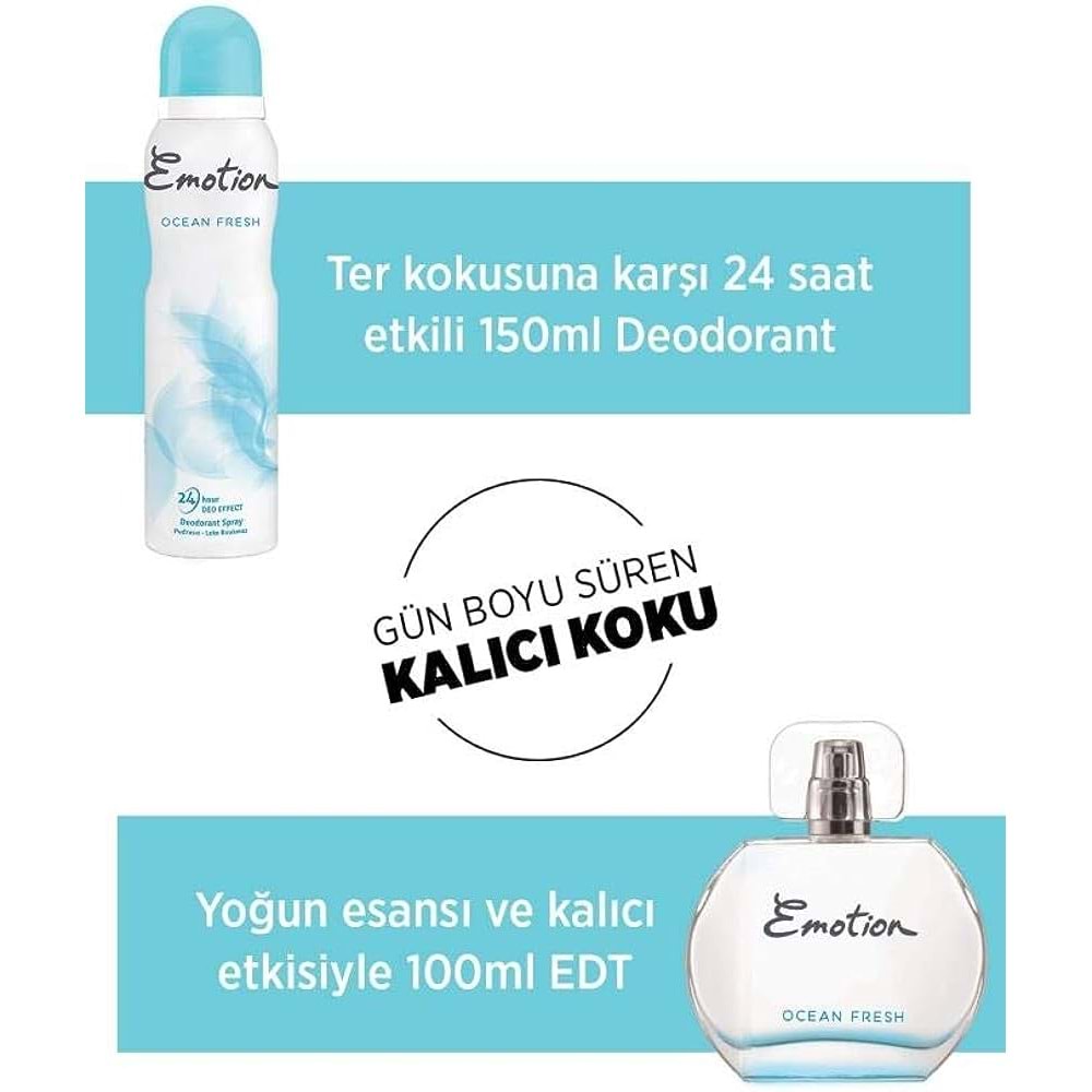 Emotion Ocaen Fresh Kadın Parfüm Edt 50 Ml + Deodorant 150 Ml Set