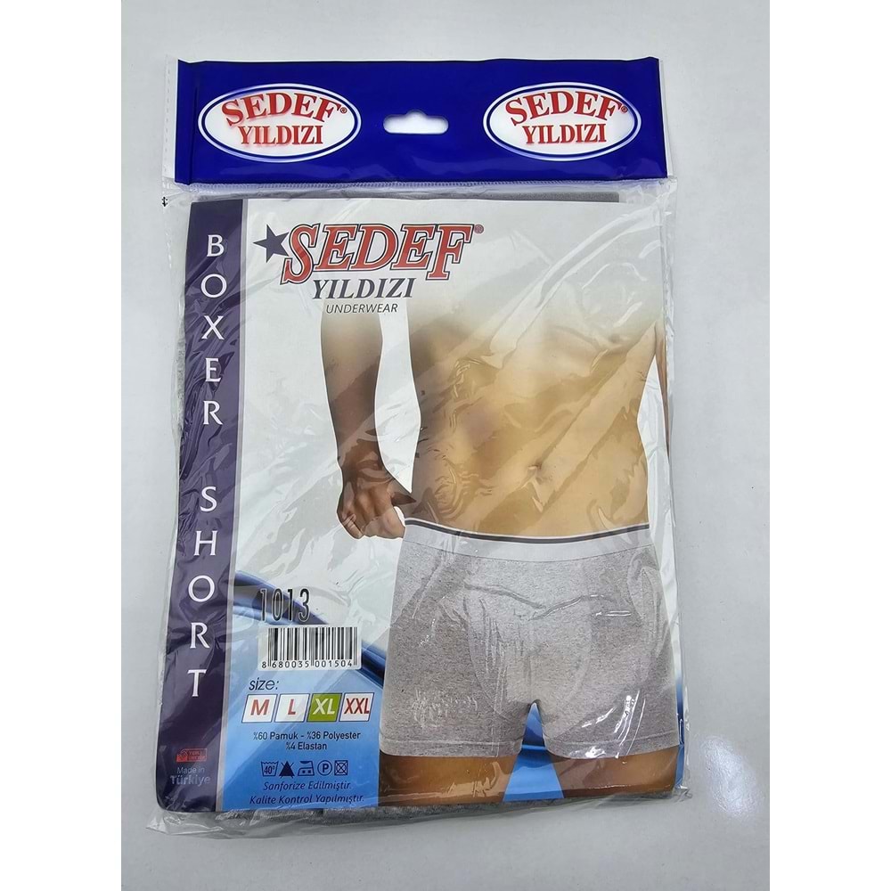 1013 Sedef Yıldız Likra Erkek Boxer Gri Xl