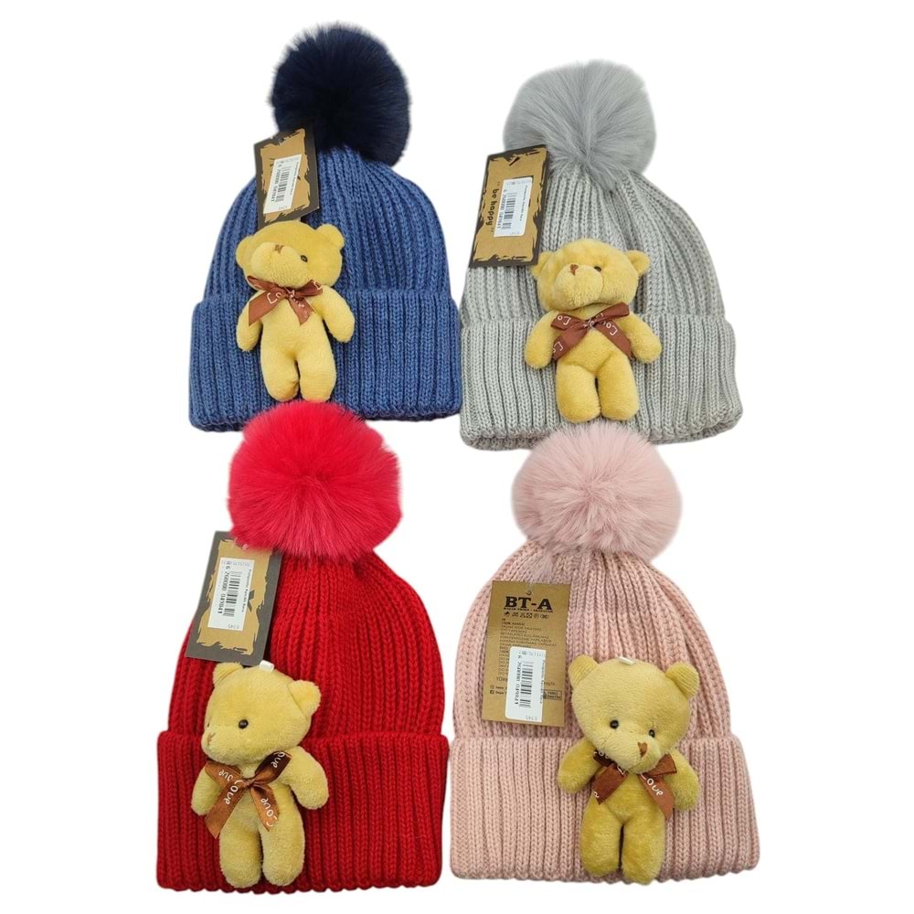 Ponponlu Ayıcıklı Bere