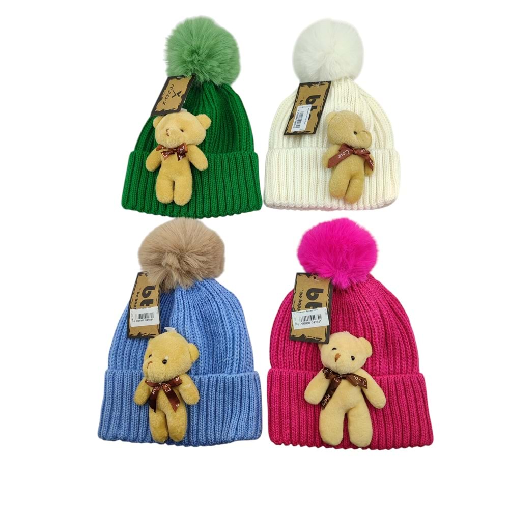 Ponponlu Ayıcıklı Bere