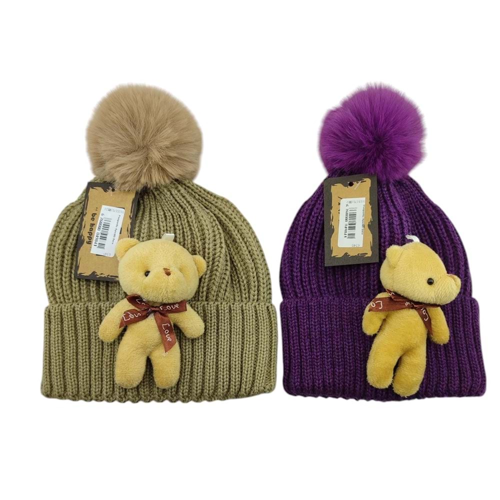 Ponponlu Ayıcıklı Bere