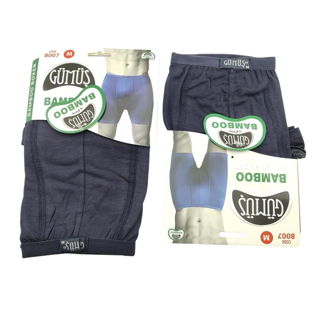 8007 Gümüş İnce Bel Bambu Erkek Boxer 6*