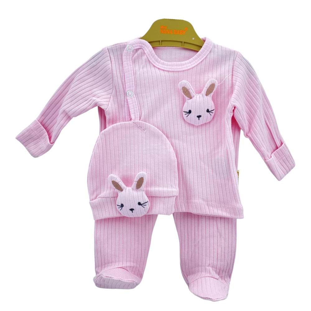 Nana Tavşan Figürlü Raporlu 3LÜ Pembe