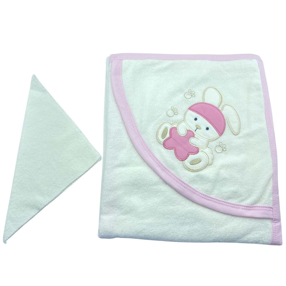 Bebaylin Kırem Yıldız Tavşan Havlu Pembe