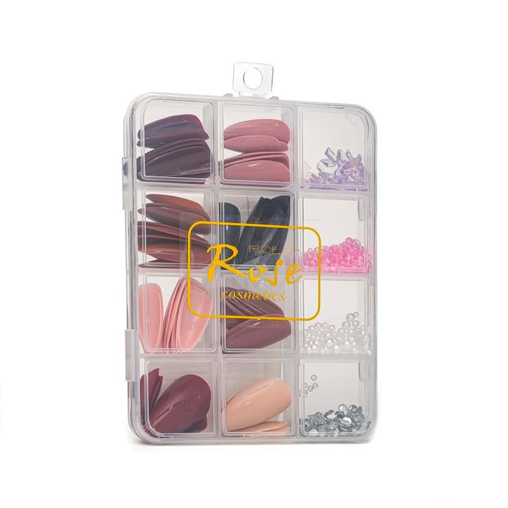 Rose Lüx Taşlı Takma Tırnak RT14 12*