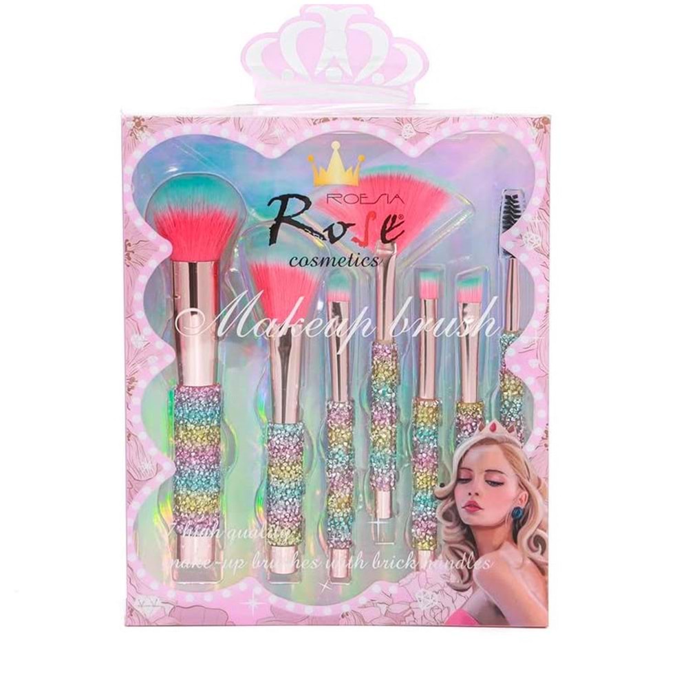 Rose 7li Taşlı Fırça Seti RF78 6*