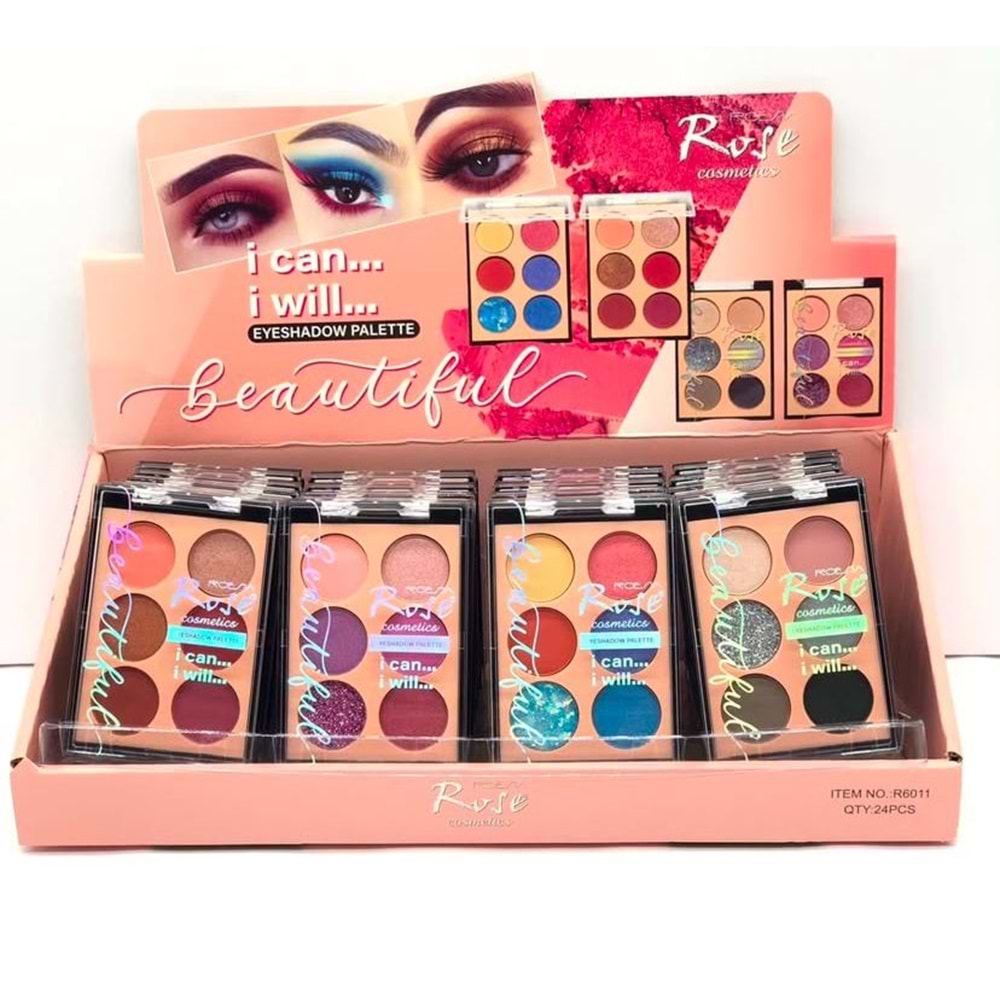 Rose 6lı Gliterli Göz Farı R6011 24*