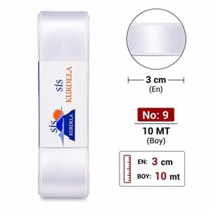 Sis Beyaz Saten Kurdele no: 9 10 mt 5*