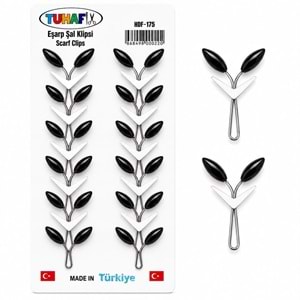 Tuhafiy Damla Siyah Eşarp Şal Klipsi 12*