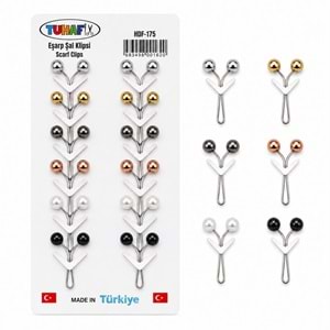 Tuhafiy İncili Renkli Eşarp Şal Klipsi 12*