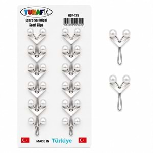 Tuhafiy İncili Beyaz Eşarp Şal Klipsi 12*