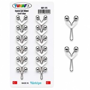 Tuhafiy İncili Gümüş Eşarp Şal Klipsi 12*
