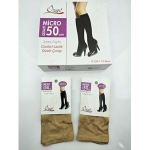 Özge Mikro 50 Dizaltı Çorap Ten 12*