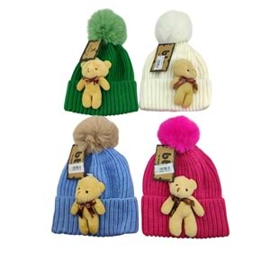 Ponponlu Ayıcıklı Bere