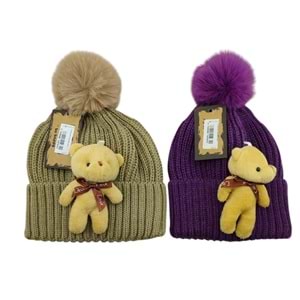 Ponponlu Ayıcıklı Bere