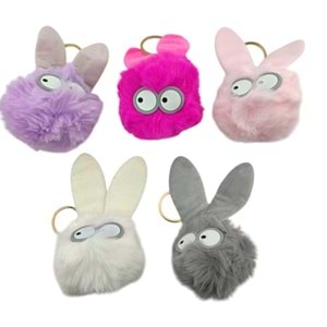 Uzun Kulaklı Tavşanlı Maskot Anahtarlık Tüylü 12*