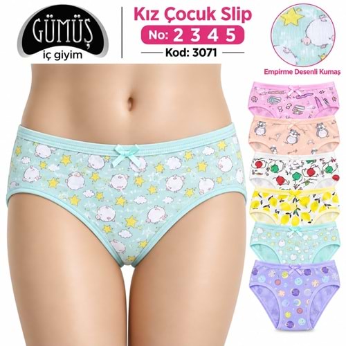 3071 Gümüş Kız Desenli Külot