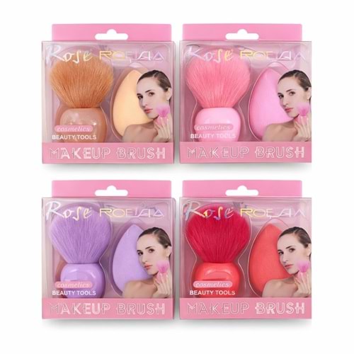 Rose 2li Sünger Allık Fırçası Seti rf125 12*