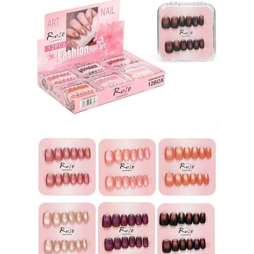 Rose Lüks Taşlı Takma Tırnak rt-30 12*