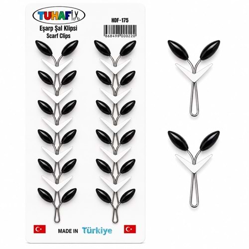 Tuhafiy Damla Siyah Eşarp Şal Klipsi 12*