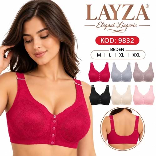 Layza Lazer Kesim Danteli Düğmeli Sütyen 9832 6*