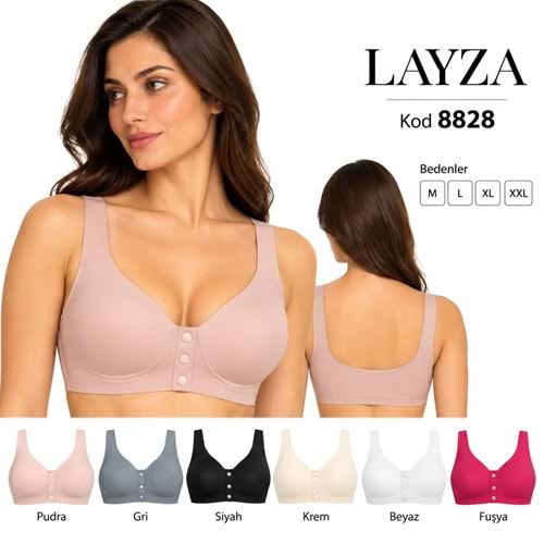 Layza Lazer Kesim Önden Düğmeli Sütyen 8828 6*