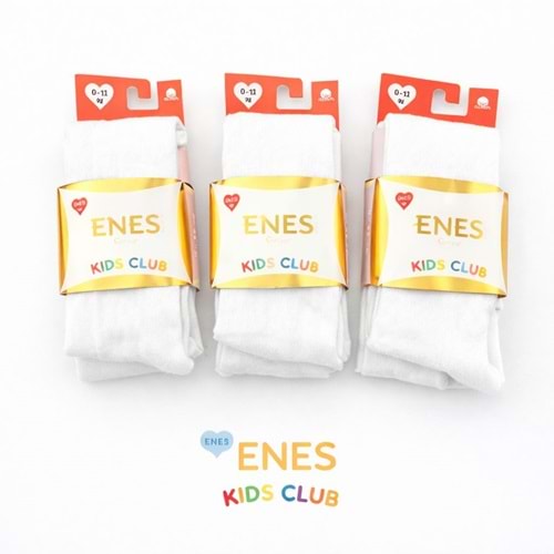 Enes Çocuk Sade Beyaz Külotlu Çorap 0-1 Yaş