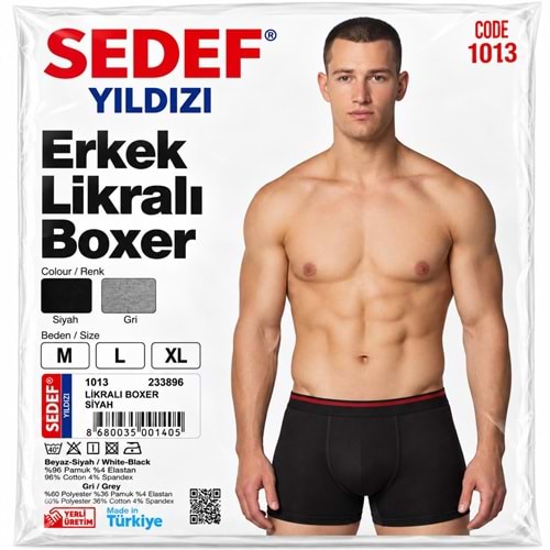 1013 Sedef Yıldız Likra Erkek Boxer Karma Renk