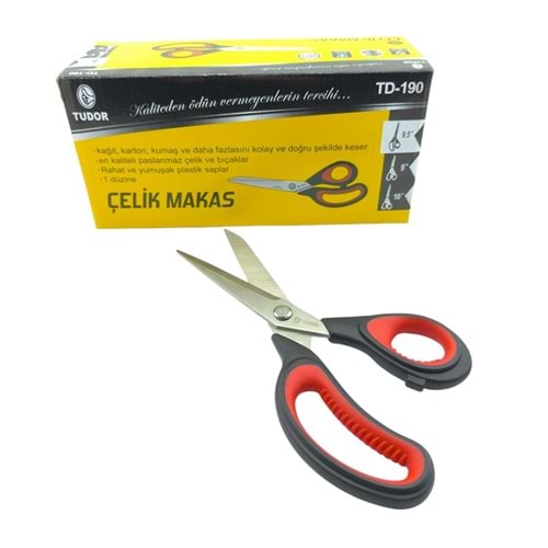Tudor Siyah Tırtırlı Çelik Ev Makası Td190b 12*