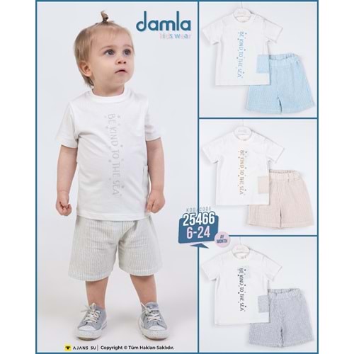 Damla 06,24 ay çizgili cepli erkek takım 25466