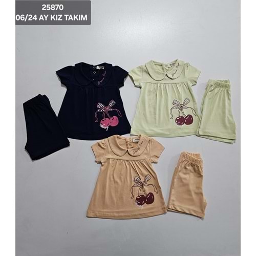 Damla 06-24 ay cherry baskılı kız takım 25870