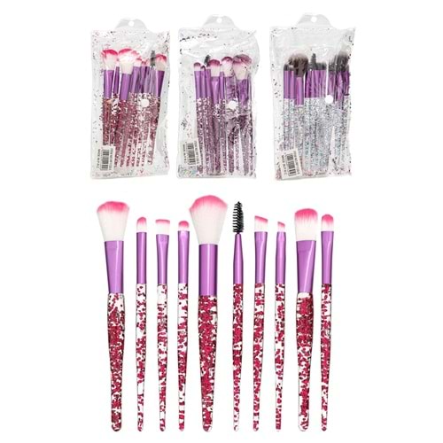 Rose 10Lu Çantalı Simli Fırça Seti RF11305 12*