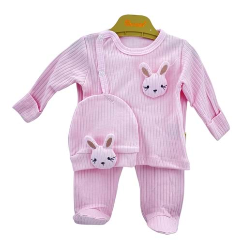 Nana Tavşan Figürlü Raporlu 3LÜ Pembe