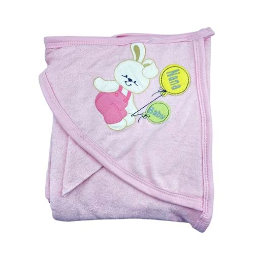 Bebaylin Renkli Balonlu Tavşan Havlu Pembe