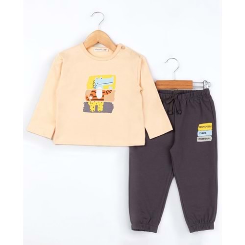 Comix Triple Animal erkek Takım 6-24 ay Bej 25K-405