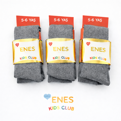 Enes Çocuk Sade Gri Külotlu Çorap 5-6 Yaş