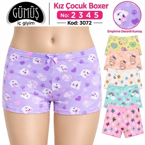 3072 Gümüş Kız Çocuk Boxer