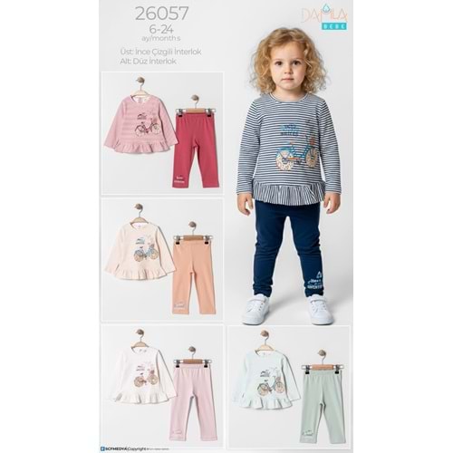 Damla 06-24 ay Bisiklet baskılı kız takım 26057