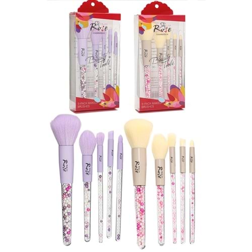 Rose Boncuklu 5li Fırça Seti RF-74 6*