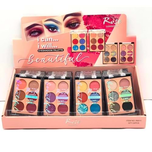 Rose 6lı Gliterli Göz Farı R6011 24*