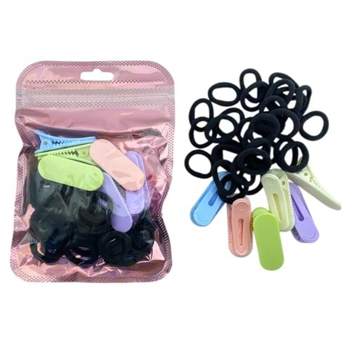 Şeffaf Pens ve Lastik Toka Set 24-K