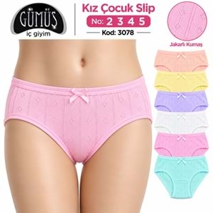 3078 Gümüş Kız Çocuk Jakarlı Külot