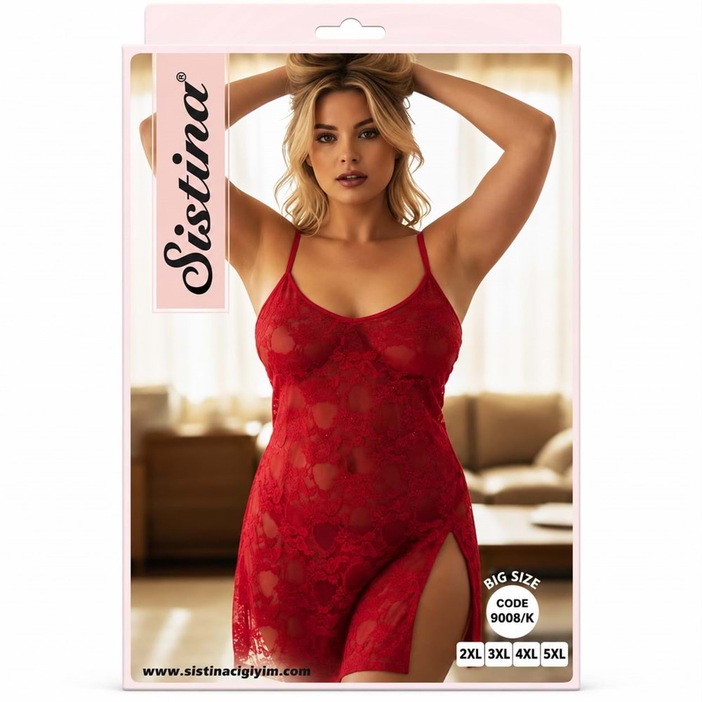 Sistina Dantelli Fantazi Gecelik Battal 9008k